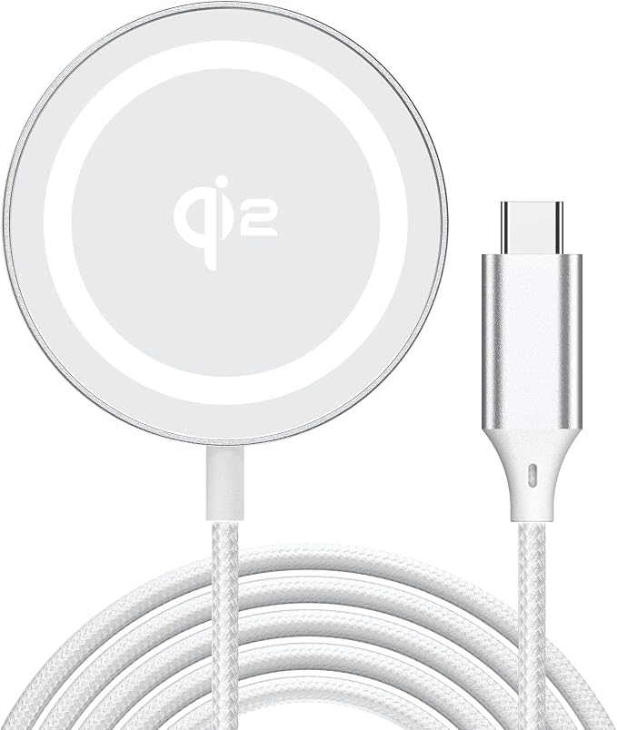 Yootech for Mag-Safe Charger Qi2 15W Fast Wireless Charging Pad | Qi2 Certified Magnetic Charging Compatible with iPhone 17/17 Pro/17 Pro Max/Air/16/15/14/13/12 Series(No Adapter)(Silver)