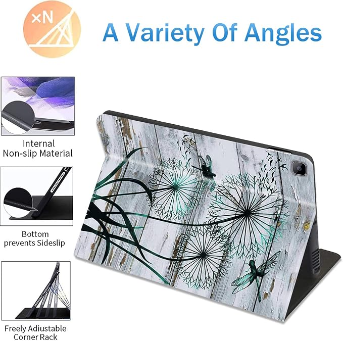 for Samsung Galaxy Tab A8 10.5 2022 Slim Case with Adjustable Stand Cover with Auto Wake/Sleep Smart Cover for Samsung Galaxy A8 10.5 Inch（SM-X200/X205/X207）- Black and White Skull Head Tree