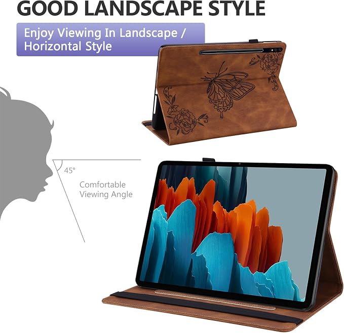 Dteck Wallet Case for Galaxy Tab S10+/S9+/S7 FE/S8+/S7 Plus 12.4 Tablet Premium PU Leather Folding Stand Auto Wake/Sleep Pen Holder Case with Hummingbirds