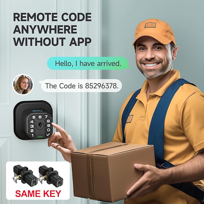 Richelock Fingerprint Door knob, Smart Biometric Door Lock with Keypad, Keyless Entry Code Door Knob, Waterproof & Weatherproof, Auto Lock,Voice Navigation, for Bedroom, Gate,Office