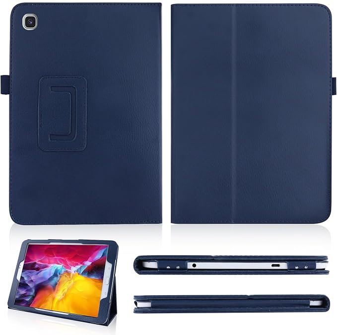 Slim Leather Case for Samsung Galaxy Tab A8 10.5 Inch 2022 (SM-X200 X205 X207) Multi-Angle Stand Full-Protective Tablet Cover Book Case with Stylus PenScreen Film (Black)