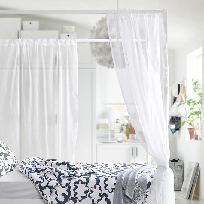 Non-See-Through White Privacy Sheer Cafe Curtains 84 inches Long 2 Panels