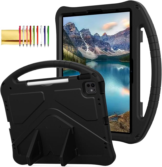 Dteck Kids Case for iPad 10.2 - Shockproof Rugged EVA Handle Stand Child Proof Case for iPad 9/8/7 Generation Black