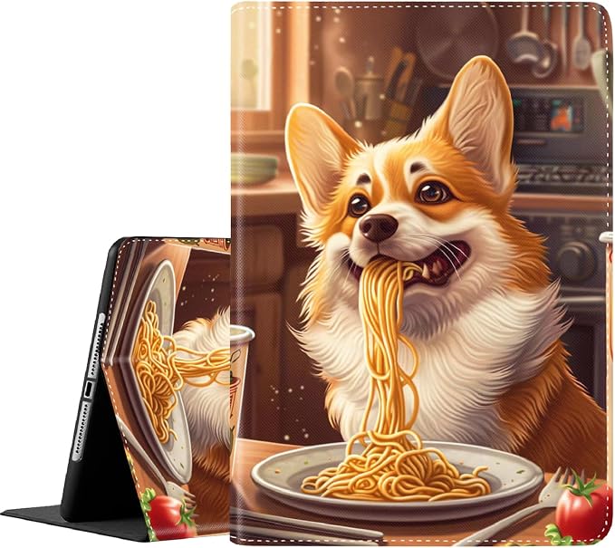 Case for iPad (A16) 11th Generation 11 Inch (2025) for iPad 10th Generation 10.9 Inch (2022) Slim Folding Stand Cover with Auto Wake/Sleep Corgi Dog Eating Ramen 2