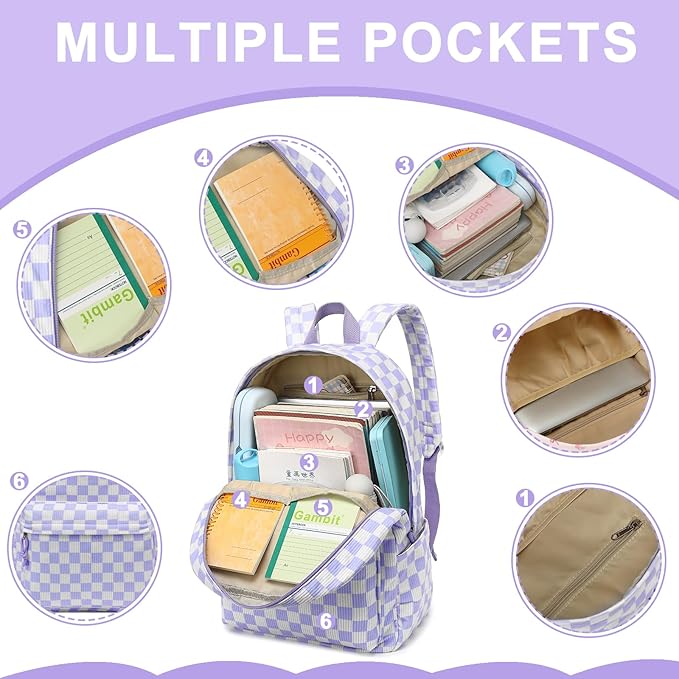 Bluboon School Backpack Set Girls Womens Laptop Bookbag Casual Daypack Fits 15 inch Laptop with Lunch Tote Bag and Pencil Bag