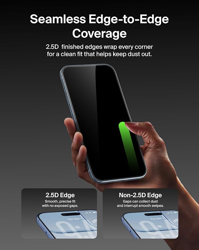 Belkin ScreenForce UltraGlass 2 Screen Protector for iPhone Air 25X Stronger Glass Scratch-Resistant &amp Impact Protection Easy Align Tray for Bubble-Free Application Made with Recycled Glass