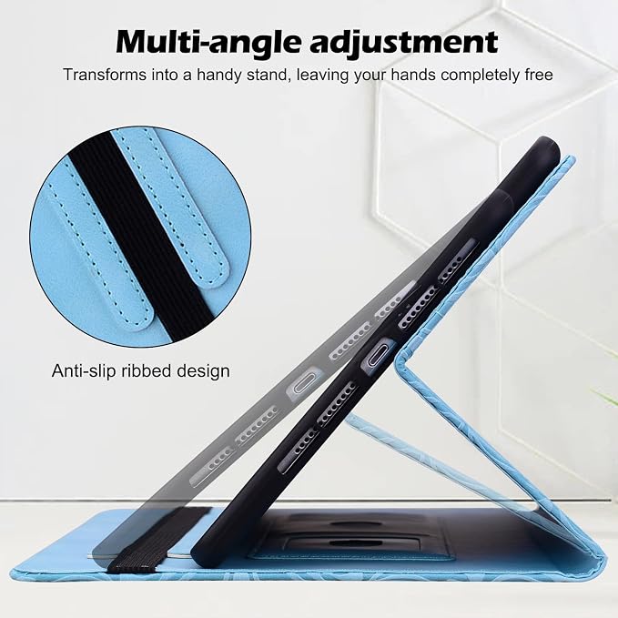 ALILANG Case for Samsung Galaxy Tab A 9.7 inch 2015 Case Model (SM-T550/T555/SM-P550/P555) Multi-Angle Viewing Protective Tablet Cover with Folding Stand &amp Pencil Holder -Blue
