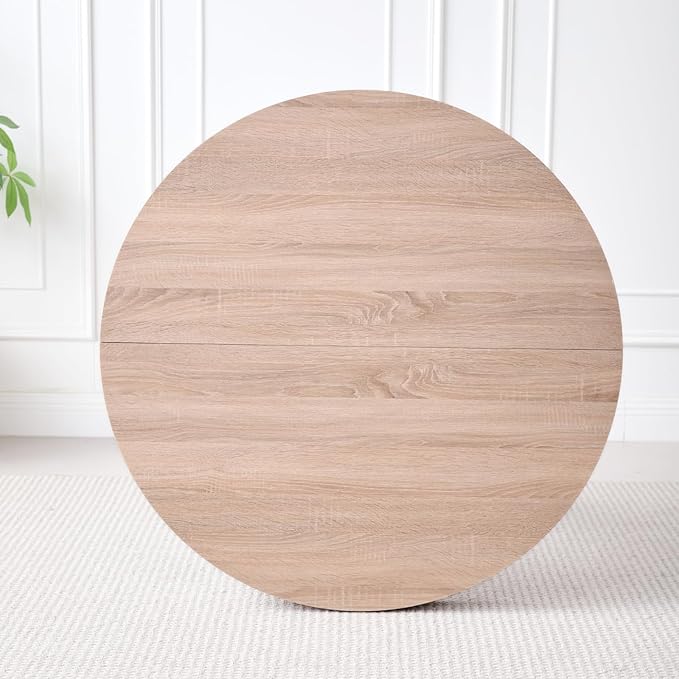 39" Round Dining Table Set for 4, Mid Century Kitchen Table with 4 Fabric Upholstered Dining Chairs for Apartment Living Room Space Saving