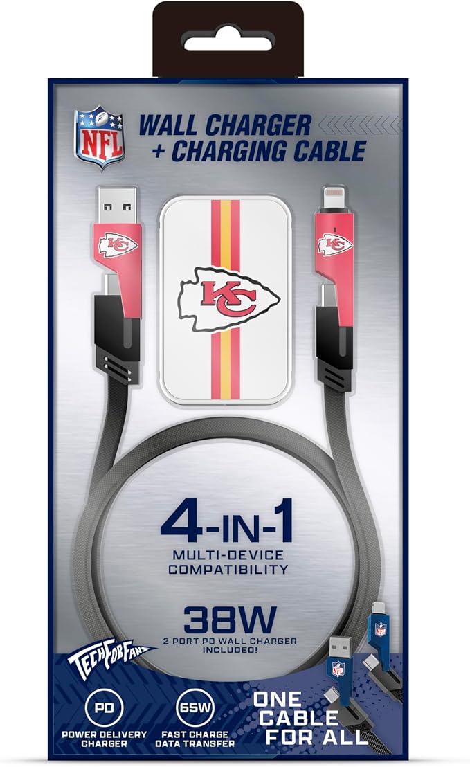 SOAR NFL Slim Wall Charger and 4 In 1 Multi Charging Cable