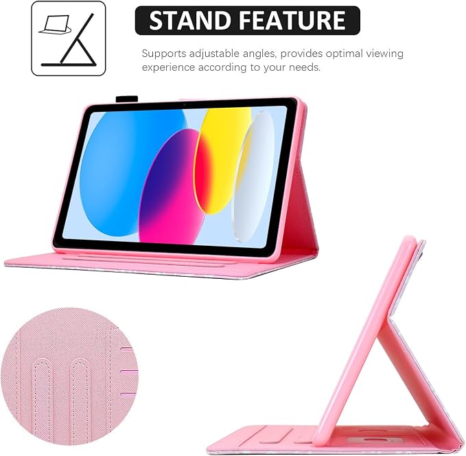 Case for iPad A16 11th Gen 11/10th Gen 10.9 2025/2022Notebook | Black PrintSlim Durable Foldable Stand PU Leather Pencil Holder Card Slot Auto Wake，Auto Sleep