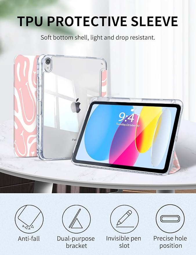 Case for iPad A16 11th/10th Generation 2025/2022 10.9 Inch Slim Trifold 10th Clear Back Transparent Cover with Pencil Holder &amp Auto Sleep/Wake Cover