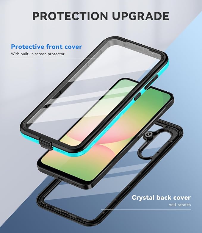 for Samsung Galaxy A16 5G Case IP68 Waterproof Built-in Screen Protector [Full Body Shockproof] Dustproof Underwater Protective Phone Case for Samsung A16 5G (Black)