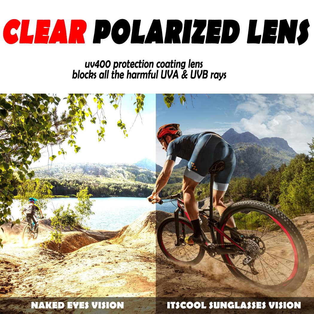 ITSCOOL Polarized Sports Sunglasses for Men Women Lightweight Softball Baseball Running Cycling Glasses UV Protection White Pink