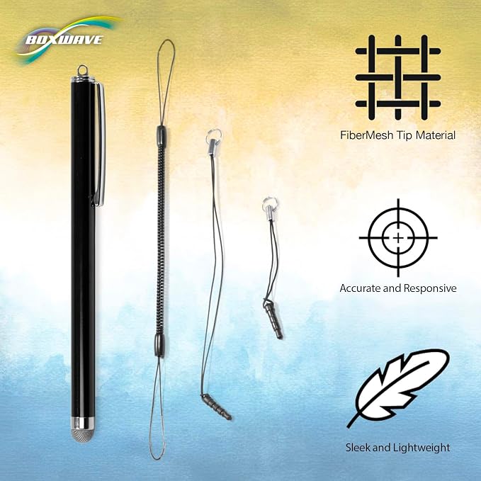 BoxWave Stylus Pen Compatible with Apple iPhone XR - EverTouch Capacitive Stylus Fiber Tip Capacitive Stylus Pen - Jet Black