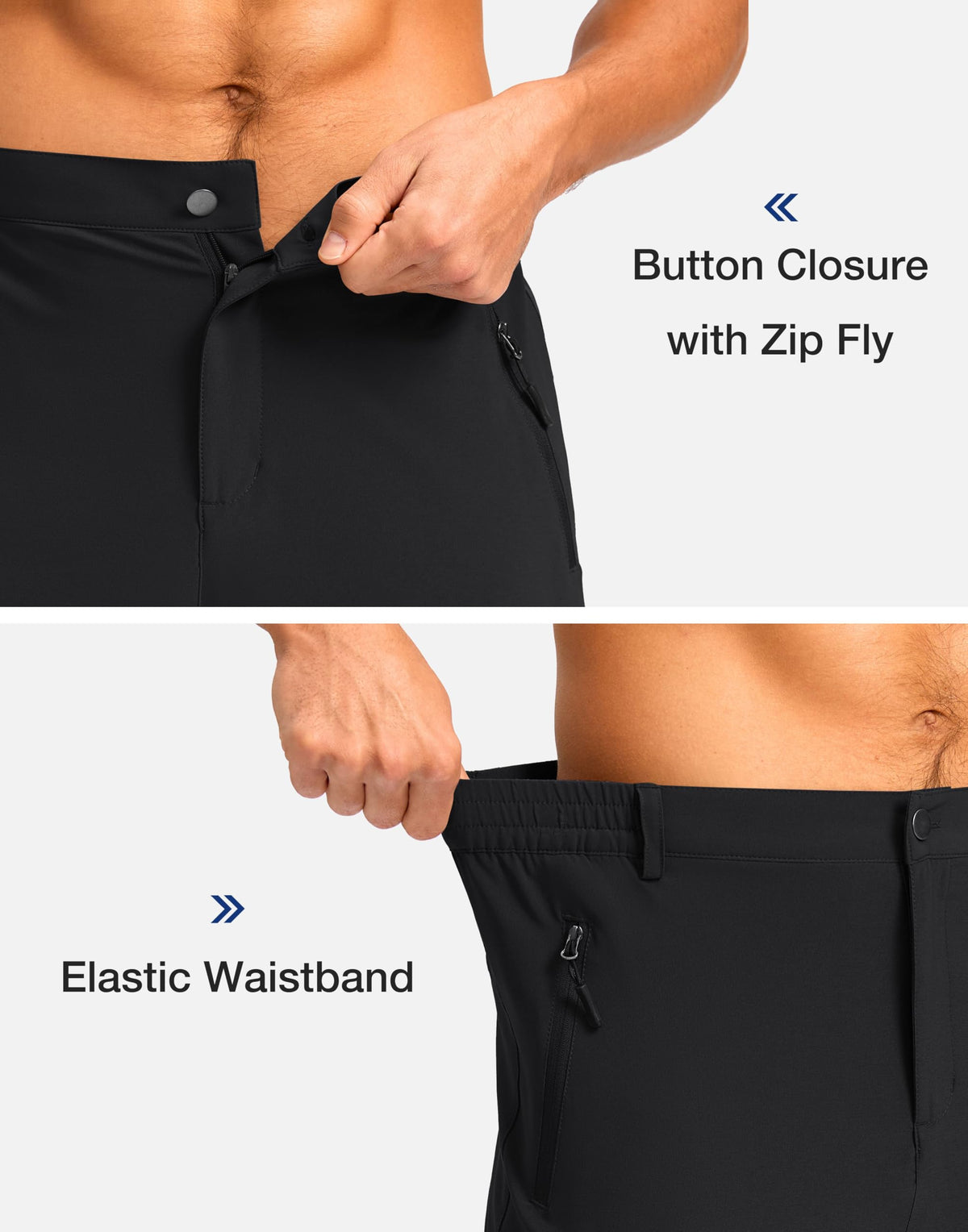 Pudolla Men's Hiking Shorts 11" Lightweight Cargo Work Shorts for Men Summer Travel Golf Casual Outdoor with 5 Pockets(Black Small)
