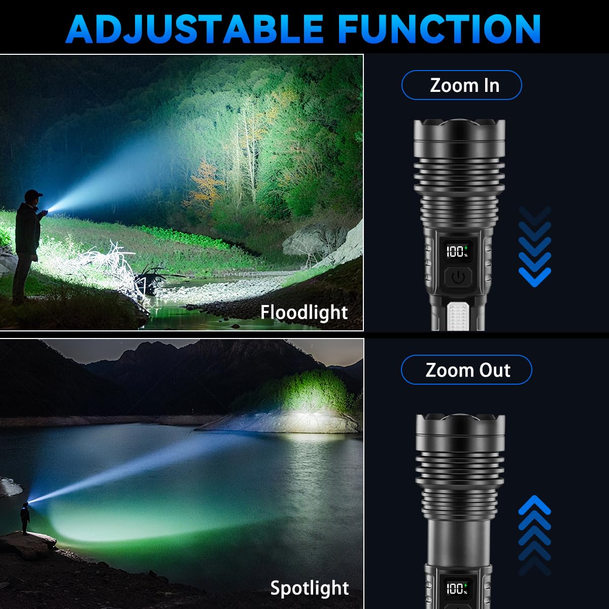 4Pack Rechargeable Flashlights High Lumens, 7Mode Flash light for Home