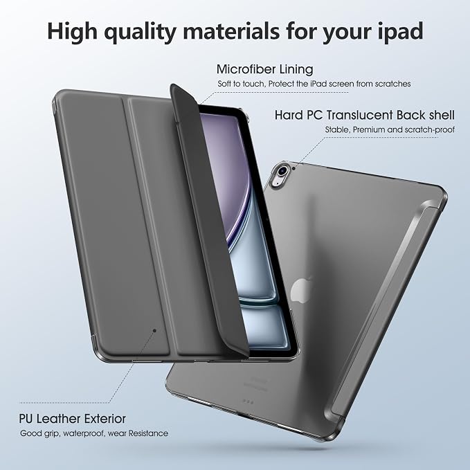 for iPad Air 13 Inch Case M4/M3/M2(2026/2025/2024) Lavender | Slim Trifold Stand Protective Cover with Translucent Hard Back for iPad Air 13 Case Support Touch ID Auto Wake/Sleep