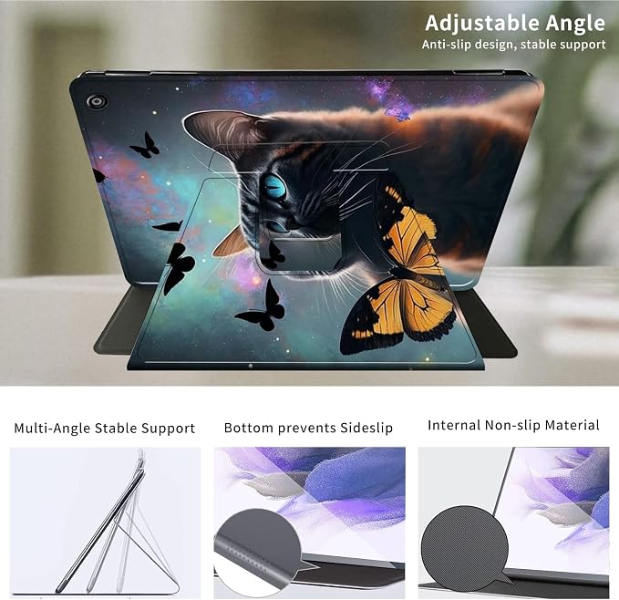 Case for Samsung Galaxy Tab A9 8.7-Inch 2023360 Degree Rotating Multi-Angle Viewing Protective Cover with Auto Sleep/Wake-Blue Butterfly