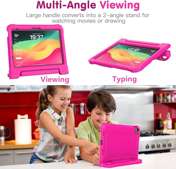 Kids Case for New iPad (A16) 11th Generation 11 inch 2025 iPad 10th Generation 10.9 2022 - Shockproof Handle Bumper Stand Cover with Built-in Screen Protector &amp Pencil Holder Tablet Case (Black)