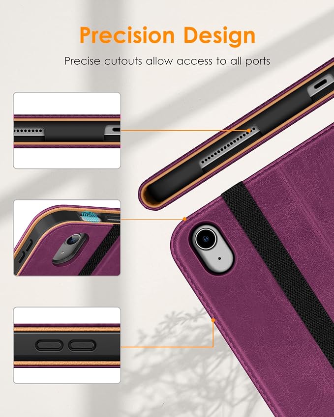 DTTO for iPad (A16) 11th Generation 11-inch &amp 10th Gen Case Brown | Premium Leather Business Cover with Pencil Holder Hand Strap &amp Pocket Corner Protection Auto Sleep/Wake for Work &amp