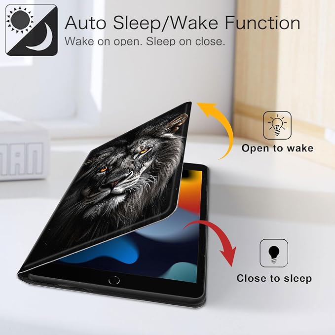 for iPad 11th Generation (A16 2025) 11 / iPad 10th Gen 10.9 2022 Case 360° Rotating PU Leather Stand Cover with Auto Sleep/Wake Shockproof TPU Backl Raccoon Perched