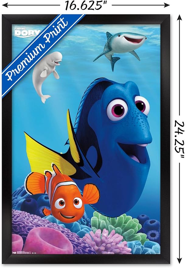 Trends International Disney Pixar Finding Dory - Dory Wall Poster, 14.725" x 22.375", Black Framed Version