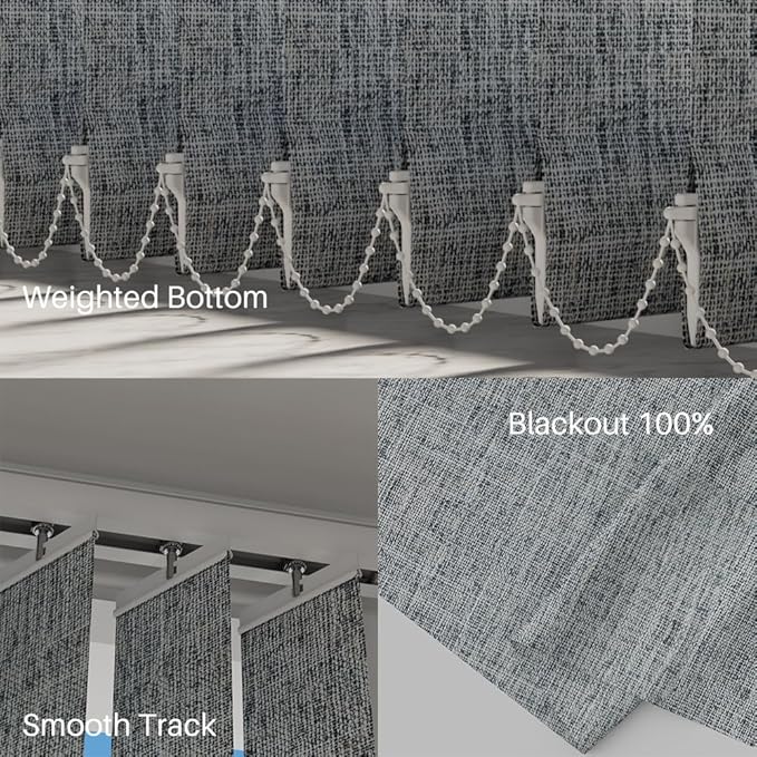 Blindify Motorized Vertical Blinds Compatible with Alexa Google Home, Blackout Sliding Door Shades Smart Vertical Blinds Remote Control Customize, Light Grey