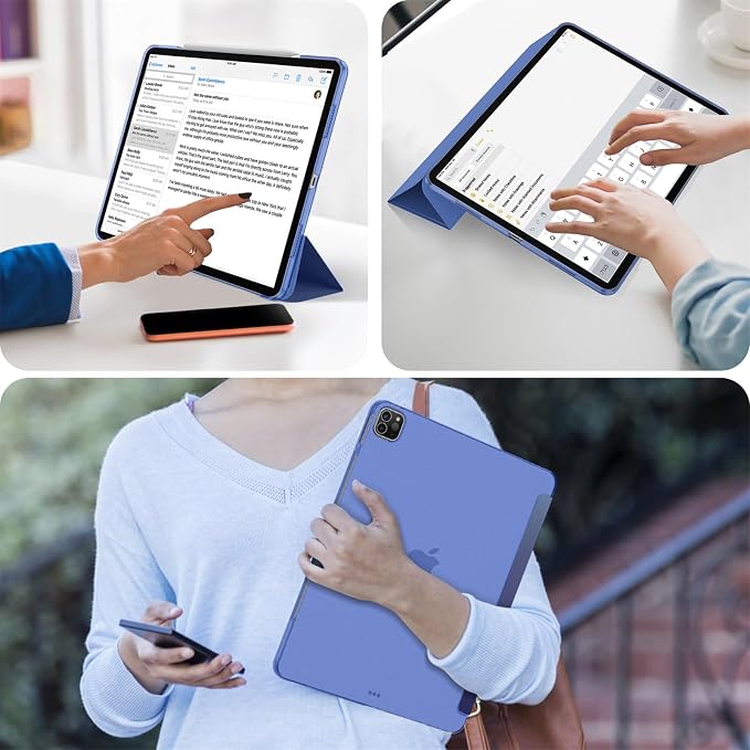 Soke Case for iPad Air 13 Inch (M3/M2) 2025/2024iPad Pro 12.9 2022 2021(6th 5th Generation) - [Slim Trifold Stand + Auto Wake/Sleep]Protective Hard PC Back Cover (Black)