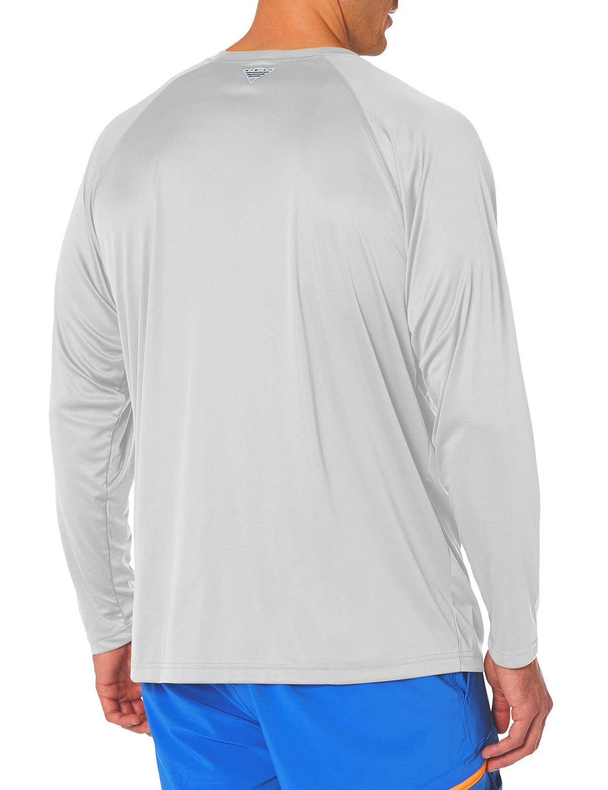 Columbia Men's PFG Terminal Tackle Long Sleeve Fishing Shirt, Cool Grey/Vivid Blue Logo, X-Large