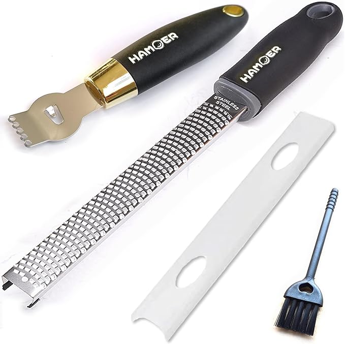 HAMOER Zester Channel Knife & Micro Plane Grater Tool Set Ergonomic Handle