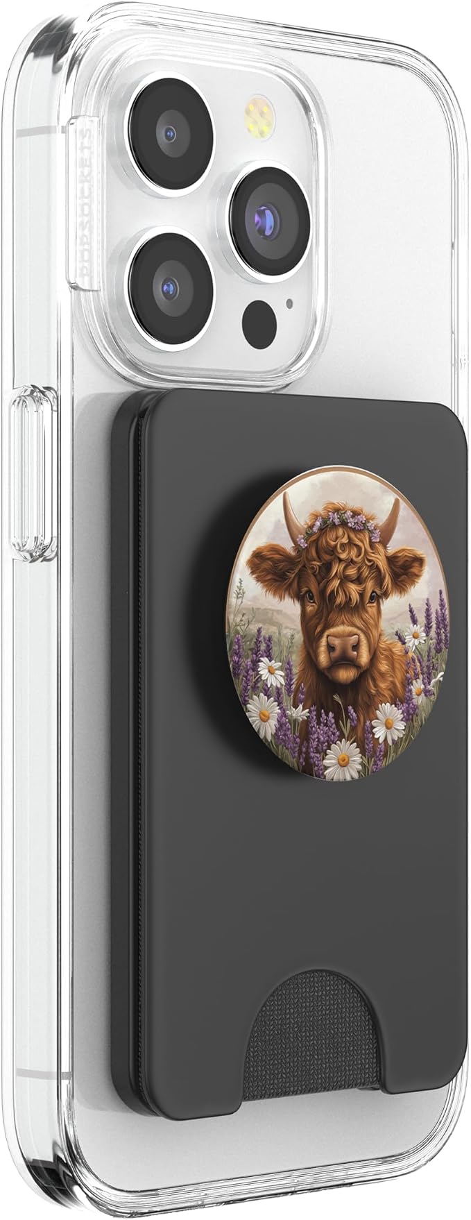Highland Cow Floral Scottish Cow Watercolor PopSockets PopGrip for MagSafe