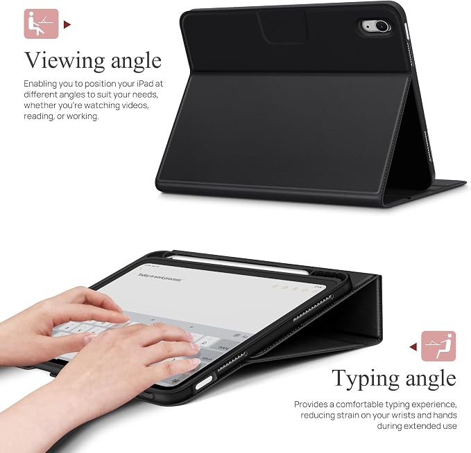 auaua Case for iPad (A16) 11th/10th Generation | with Pencil Holder Pocket Typing Angle Muti-Stand Magnetic Closure Auto Sleep/Wake