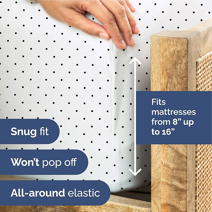Blue Polka Dots Bed Sheet Set – 1 Flat & 1 Fitted Sheet & 2 Pillowcases w/ Deep Pockets – Polka Dot Bedding - Wrinkle & Fade Resistant - Soft, Breathable & Cooling - Comfy, Luxury Bed Set - King Size