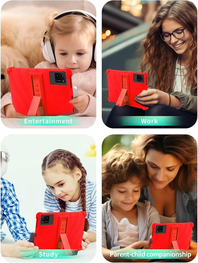Case for DigiLand-S10 10.1 Android 14 Tablets，WUNIAK Shock Proof Lightweight Stand Rubber Shell Protective CoverKids Friendly Soft Silicone Adjustable Stand CoverBlack