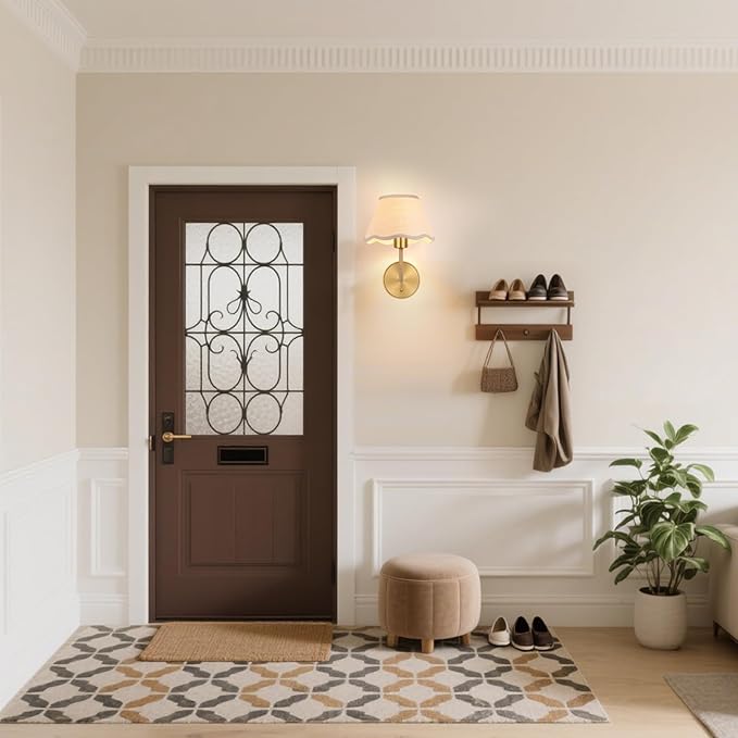 Boho Hand Woven Rattan Wall Sconces Set of Two Gold Rustic Wall Lamp Hardwire Brass Farmhouse Wall Mount Lights for Bedroom Living Room Hallway Vanity