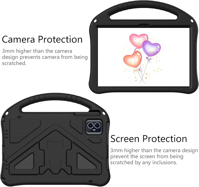 for Revvl Tab 2 Case 2025 Kids EVA Cover with Strap Handle Stand for Tmobile Revvl Tab 2 Case 10.1'' Black