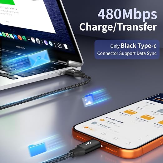 4 in 1 Multi Charging Cable 2 Pack 6FT Charging Cords for Devices | Nylon Braided USB C Car Charger Cable with Dual USB-C IP &amp Micro Ports Long Travel Charging Cord for Cars