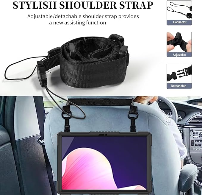 Case for Lenovo Tab P12for Lenovo Tab P12 12.7 Tablet CaseShockproof with Kickstand/Shoulder Strap Case for Lenovo tab P12/Xiaoxin Pad Pro 12.7 Tablet TB370FU/TB371FC (Black)