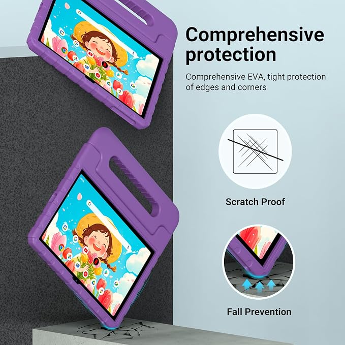 Kids Case for Onn 10.1 Tablet 2024 Gen 4(Model:100135925) ShockproofBlack | Lightweight EVA Foam Foldable Handle Stand Precise Cutouts Kid-Friendly For Daily Use