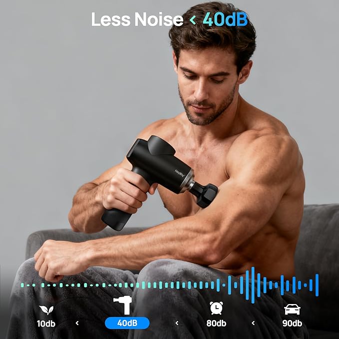 HEYCHY Professional Muscle Massage Gun with Heat, Portable Handheld Muscle Massager, Percussion Back Body Masajeador 12mm Amptitude for Athletes, Runner,Electric Back Massager for Men Women