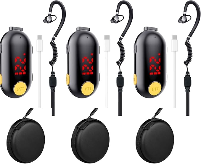 Mini Walkie Talkies Rechargeable for Adult with Earpieces, 3 Pack Two Way Radio Small Walkie Takies for Outdoor Team Work Event Resturant, Super Mini Walkie Talkies Baseball Communication Device