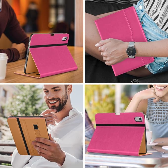 DTTO for iPad Air 11-inch Case M4/M3/M2 (2026/2025/2024) iPad Air 5th / 4th Generation (2022/2020) Premium Leather Business Folio Stand Cover with Pencil Holder - Auto Sleep/Wake Brown