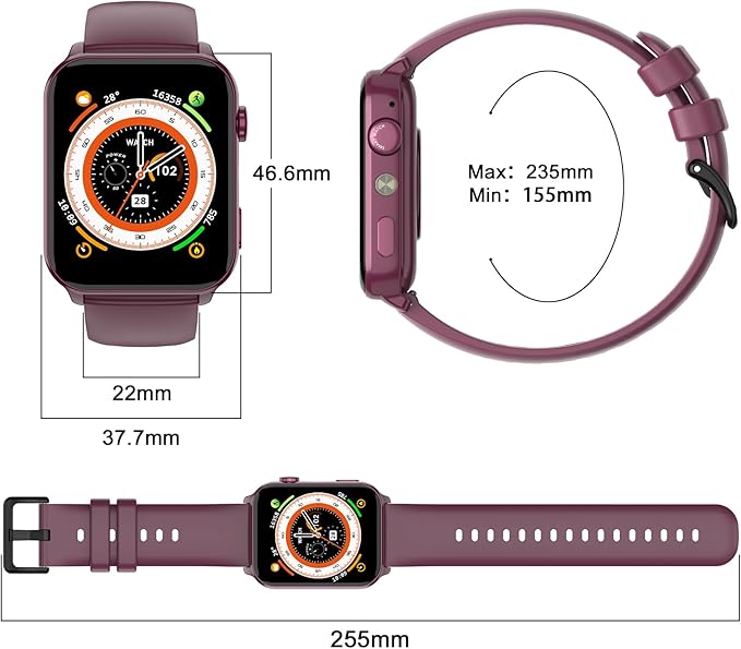Blackview Smart Watch for Women,1.91" HD Touchscreen Fitness Watch with Flashlight, Bluetooth Notifications/Make Calls, Heart Rate/Sleep Monitor/2 Straps, Fitness Watch for Android/iPhone