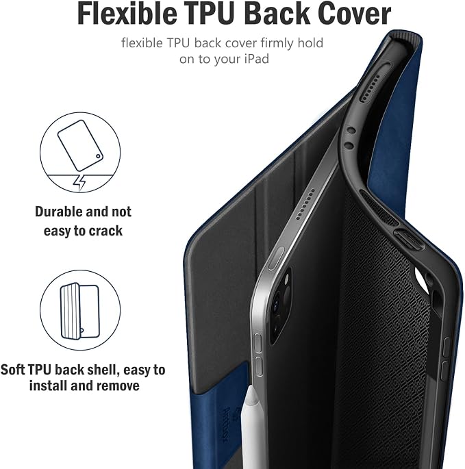 Antbox Case for iPad Pro 11 inch 4th/3rd/2nd/1st Generation Black | Vegan Leather with Pencil Holder Auto Sleep/Wake Function iPad Pro 11 Cover