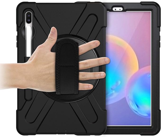 KIQ Shield Series for Samsung Galaxy Tab S7 FE Case Galaxy Tab S8 Plus Case Heavy Duty Shockproof Case w/S Pen Holder for Samsung Tab S7 fe 5G case 12.4 Inch 2020 SM T970 X800 T730 - Black