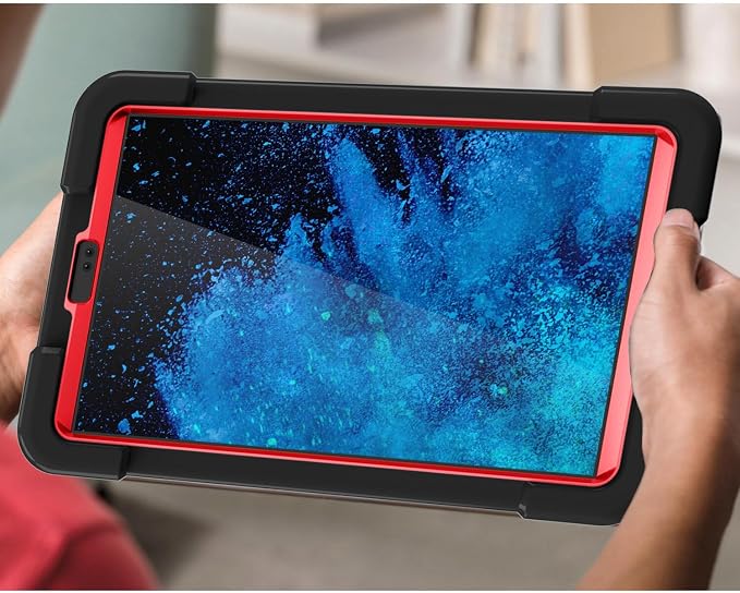 AKABEILA Compatible with Samsung Galaxy Tab A7 Lite T220/T225 Tablet Case，Rugged Kids Case with Stand Lightweight Shockproof Kids Friendly Tablet Cover Black+Red