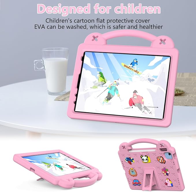 Kids Case for iPad Air 13 (2026/2025/2024) M4/M3/M2 &amp iPad Pro 13 2024 &amp iPad Pro 12.9 Cover 6th/5th/4th/3rd Gen (2022/2021/2020/2018) DIY Figures EVA Rubber Handle Stand Shockproof Bumper