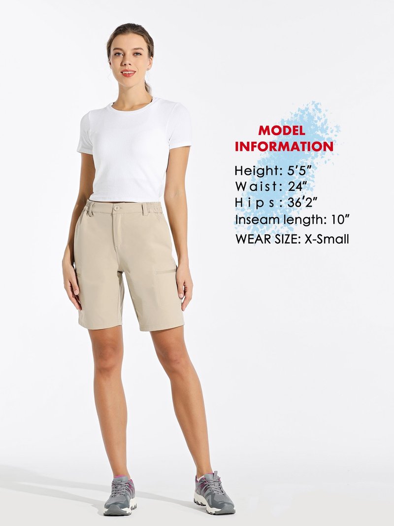 Willit Women's 10" Hiking Cargo Shorts Stretch Golf Active Long Shorts Quick Dry Outdoor Summer Shorts Gray L