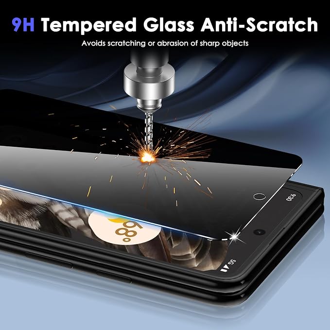 [2+2Pack] for Google Pixel Fold Privacy Screen Protector Glass | Camera Lens Protector + Screen Protector Tempered Glass Anti-Scratch No Bubbles Anti-Spy