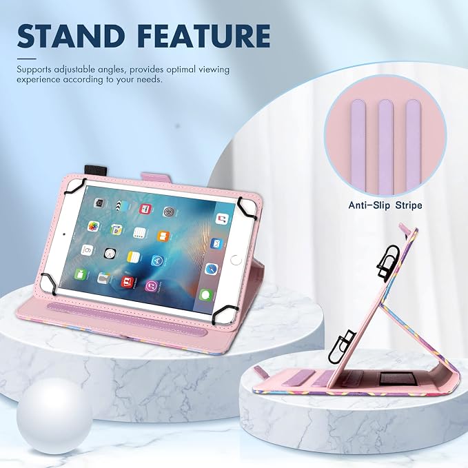 Dteck Universal Case (7.9 to 8.4) - Fold Stand Protective Flip Case for Apple iPad mini/Samsung Galaxy Tab 8.0 8.4 /Lenovo Tab 8 /onn. 100003561 8 Tablet Pro/Android Tablet 8 Inch (Blue Pink)